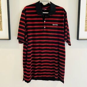 TaylorMade by Ashworth Men's Black and Red Striped-Lightweight Polo Shirt